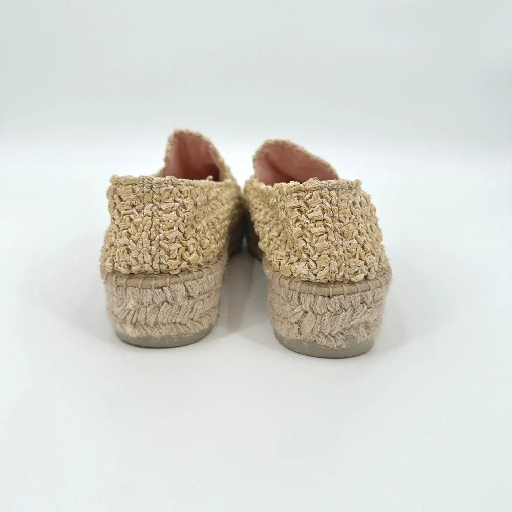 Manebi Natural Raffia Double Sole‎ Platform Espadrille Loafers Beige 39 / US 8
